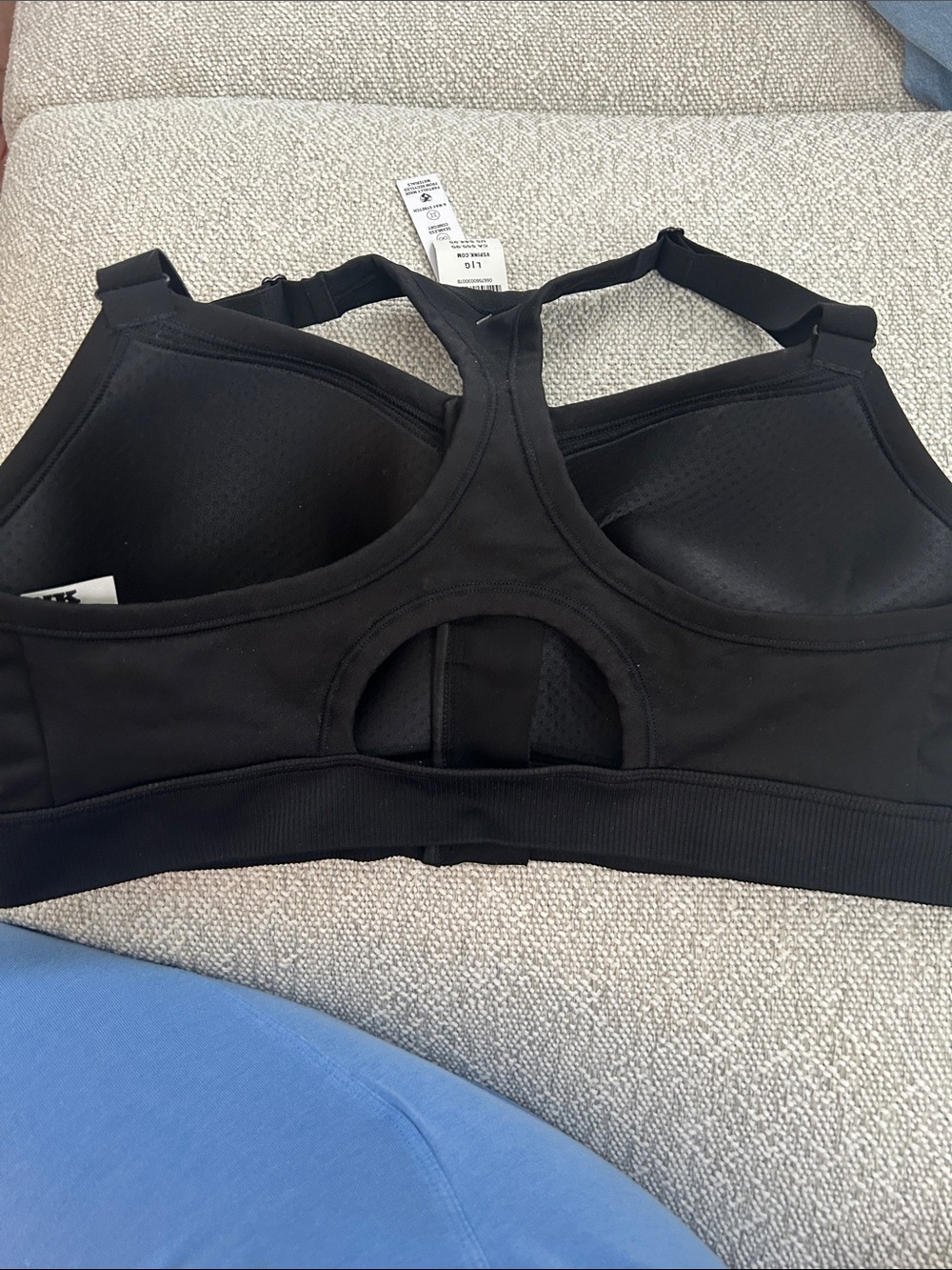 PINK Victoria's Secret Black Front-Zip Racerback Sports Bra - Picture 3 of 3